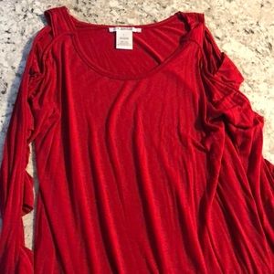 Red Cutout Sleeve Top